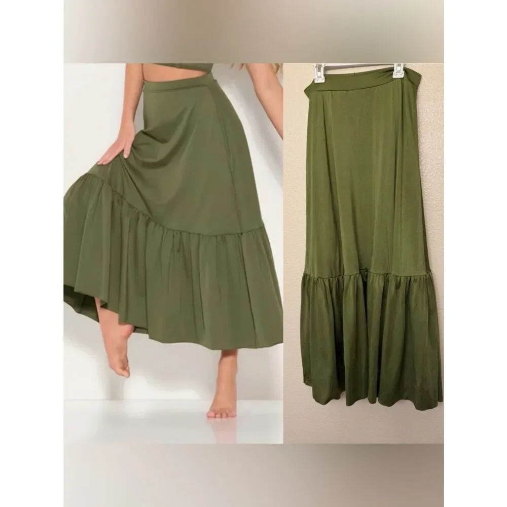 Kelle dance solo costume maxi skirt olive green shades of emotion 4307 MA adult